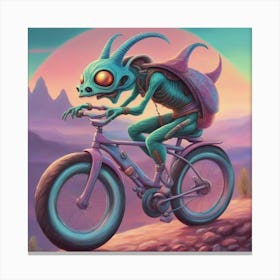 Alien On A Bike Canvas Print