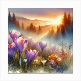 Blooming Beauty: Krokusse im Frühling Canvas Print