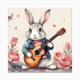 Bunny With Guitar Canvas Print