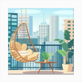 Hanging Chair On Balcony 4 Canvas Print
