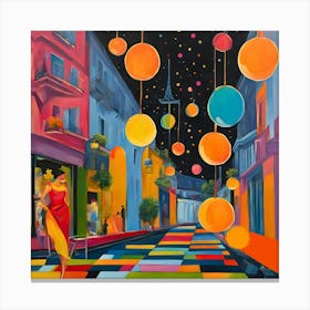 Paris At Night with Disco Night Canvas Print