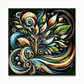 Title: "Nature's Rhapsody"  Description: "Nature's Rhapsody" is a symphonic blend of organic motifs and vibrant color play, portraying a lush tapestry of foliage and spirals. This artwork weaves together elements of the natural world into a harmonious pattern that is both lively and soothing. Ideal for adding a touch of nature's whimsy and elegance to any space, it's a celebration of life's intricate beauty and perpetual motion. Canvas Print
