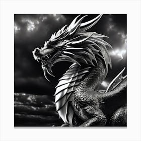 Black And White Dragon 3 Canvas Print