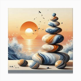 Pebbles At Sunset 1 Canvas Print