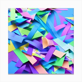 Colorful Paper Confetti On Blue Background Canvas Print