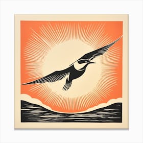 Retro Bird Lithograph Common Tern 1 Canvas Print
