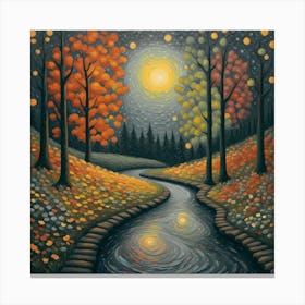 Stream In The Woods. Enchanted Autumn Evening scandi wall art Canvas Print