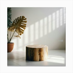 Tree Stump In A Room 2 Canvas Print