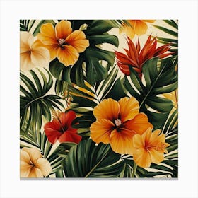 Tropical Flower Pattern Art Canvas Print