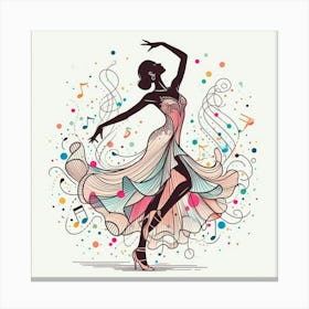 Line Art Salsa Dancer 8 Canvas Print