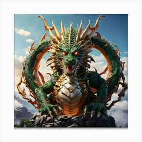 Dragon On Top Of A Mountain Canvas Print