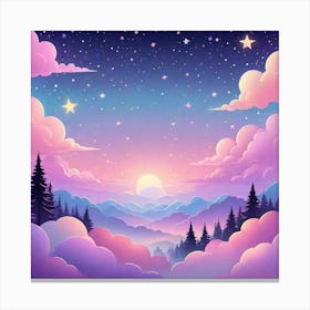 Sky With Twinkling Stars In Pastel Colors Square Composition 134 Canvas Print