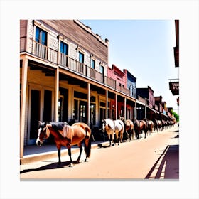 Horses On The Street Canvas Print