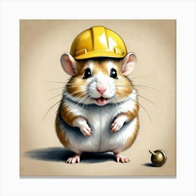 Hamster In Hard Hat 3 Canvas Print