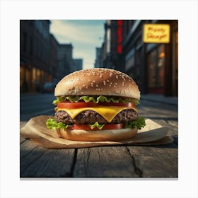 Burger In The City Canvas Print