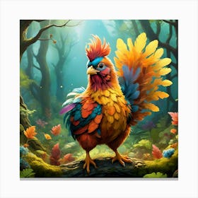 Feathered friend, Colorful Chicken #1 1 Canvas Print