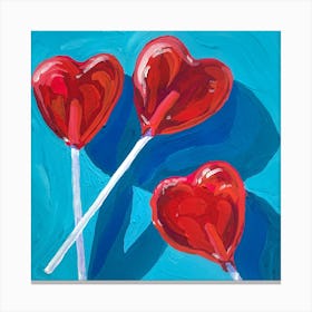 Heart Lollipops Square Canvas Print