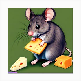 Pop Art Print | Mouse In The Middle With Cheese Canvas Print