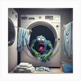 Monster In The Washing Machine Canvas Print