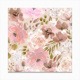 Floral Chaos Pale Pink Canvas Print