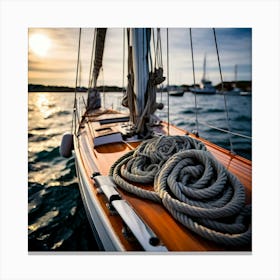 Sailboat At Sunset 2 Canvas Print