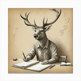 Deer In A Book Canvas Print