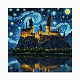 Castle At Starry Night Van Gogh Painting 4 Canvas Print