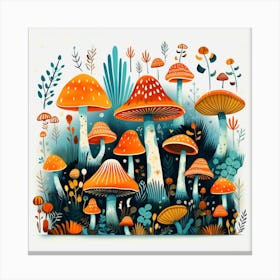 Mushrooms In The Forest 54 Canvas Print