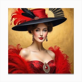 Victorian Woman In Red Hat 16 Canvas Print