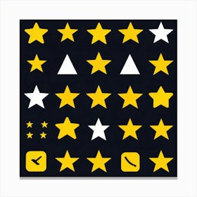 Collection Of Bright 5 Star Feedback Symbols Modern White And Gold Isolated Shiny Elements Black (5) Canvas Print