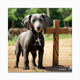 Dog on the Grave Canvas Print