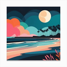 Beach At Night 2 Canvas Print