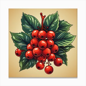 Red Berries On A Branch Canvas Print