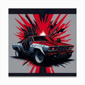 Car Red Artwork Of Graphic Design Flat (29) Canvas Print