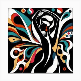 Colourful Female Figure Abstract with Butterfly Wings Canvas Print