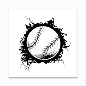 Baseball Through A Hole, baseball cracked wall baseball club graphic design Canvas Print