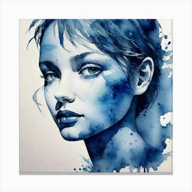 Blue Watercolor Painting 3 Canvas Print