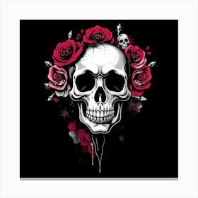 Skull With Roses 3 Canvas Print