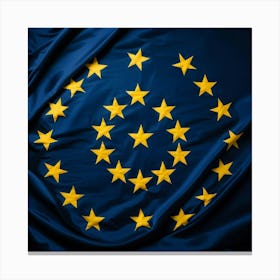 European Union Flag Featuring A Circle Of Twelve Golden Stars Arranged In A Circle On A Navy Blue Fa (1) Stampe su tela