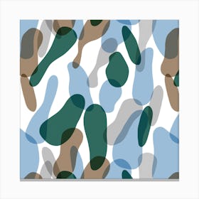 Overlapped Organic Pieces Blue Square Canvas Print