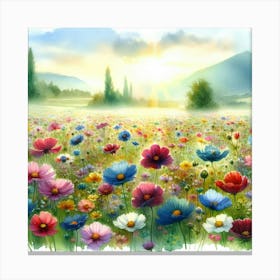 Poppies In The Meadow Canvas Print