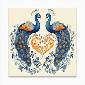 Peacocks In Love 3 Canvas Print