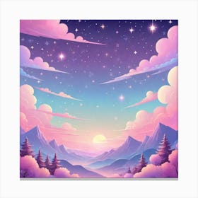 Sky With Twinkling Stars In Pastel Colors Square Composition 185 Canvas Print