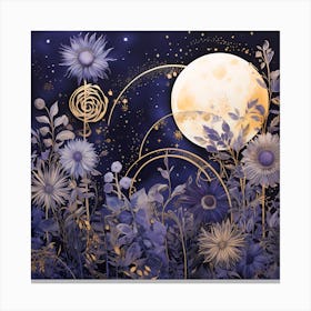 Moon And Flowers 1 Canvas Print