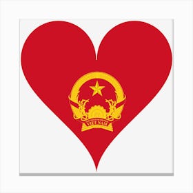 Heart Love Vietnam Flag Star Asia South Symbol Coat Of Arms Canvas Print