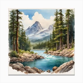Mountain Landscape painting Canvas Print