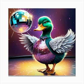 Duck With A Disco Ball Canvas Print