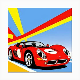 Neon-Toned Car with Speed Lines Graphic Canvas Print