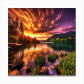 Sunset Over Lake 24 Canvas Print