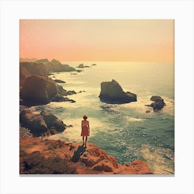 Sunset By The Sea Vintage Photo Canvas Print